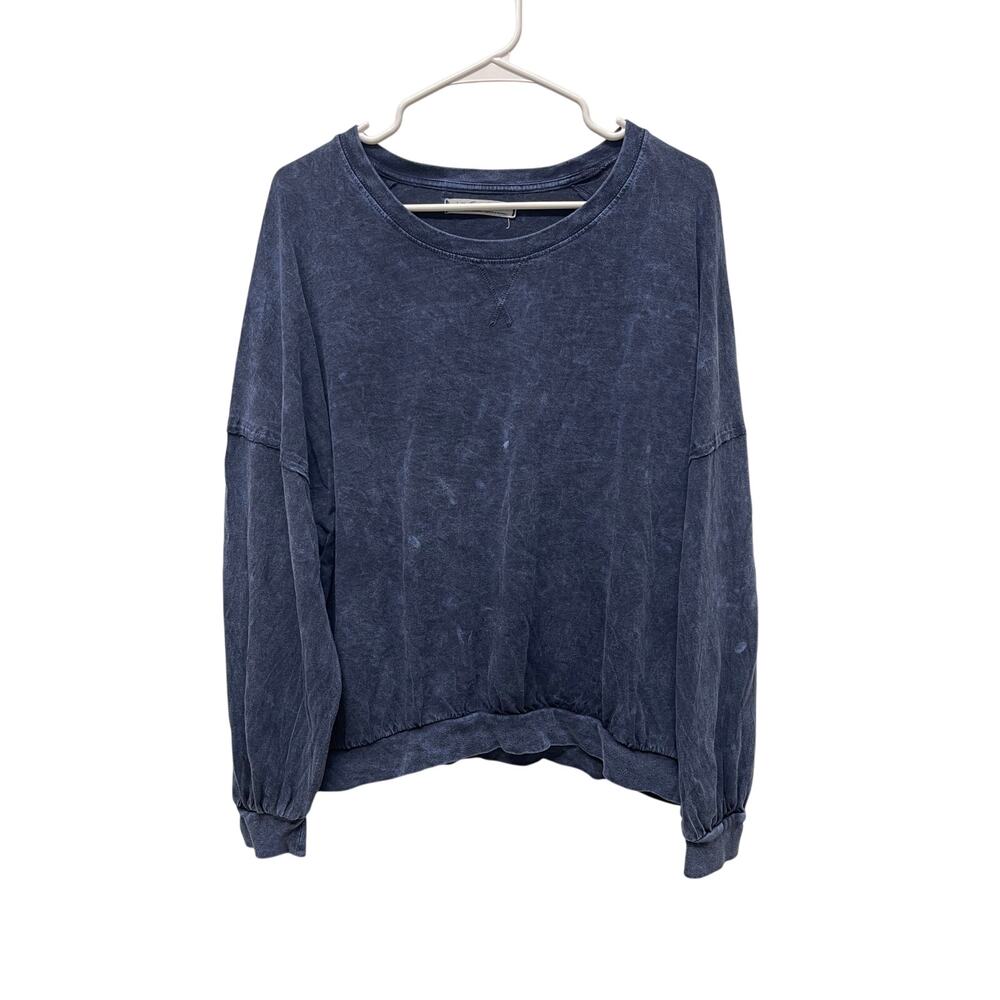 We the Free Free People Drop Shoulder Long Sleeve T-Shirt washed navy blue small
